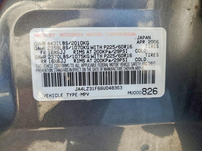 Продаж на аукціоні авто 2006 Mitsubishi Outlander, vin: JA4LZ31F66U048363, номер лоту: 49300546