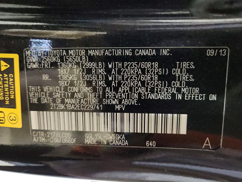 50394766 :رقم المزاد ، 2T2BK1BA2EC229741 vin ، 2014 Lexus Rx 350 مزاد بيع