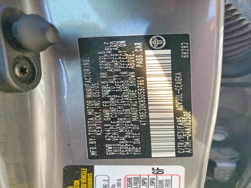 2005 Toyota Camry მანქანა იყიდება აუქციონზე, vin: 4T1BE30K85U597861, აუქციონის ნომერი: 49263036