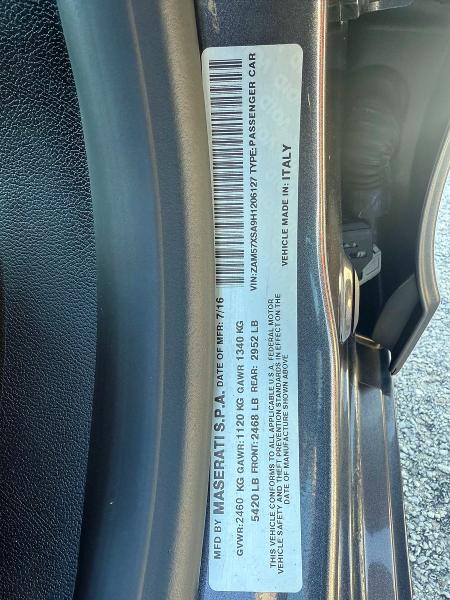 2017 Maserati Ghibli მანქანა იყიდება აუქციონზე, vin: ZAM57XSA9H1206127, აუქციონის ნომერი: 50856466