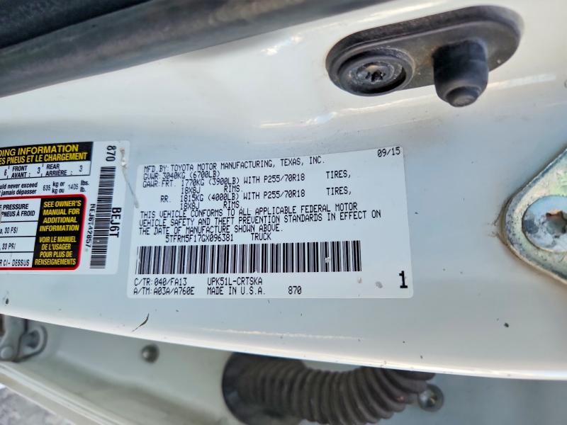 Продаж на аукціоні авто 2016 Toyota Tundra, vin: 5TFRM5F17GX096381, номер лоту: 49133236