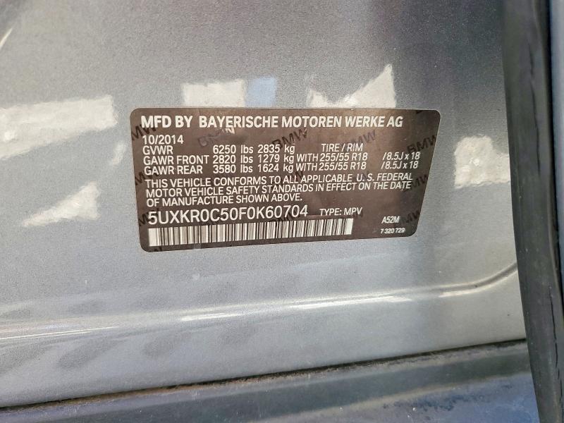 2015 Bmw X5 მანქანა იყიდება აუქციონზე, vin: 5UXKR0C50F0K60704, აუქციონის ნომერი: 49026666