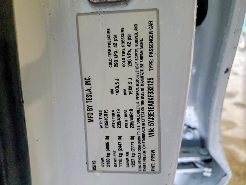 Продаж на аукціоні авто 2019 Tesla Model 3, vin: 5YJ3E1EA9KF332125, номер лоту: 50682126