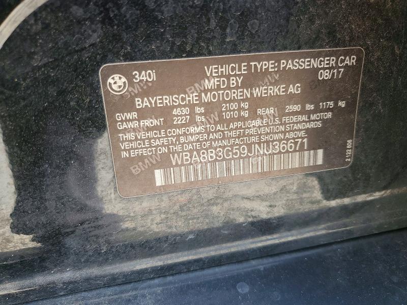 Продаж на аукціоні авто 2018 Bmw 340, vin: WBA8B3G59JNU36671, номер лоту: 51257636