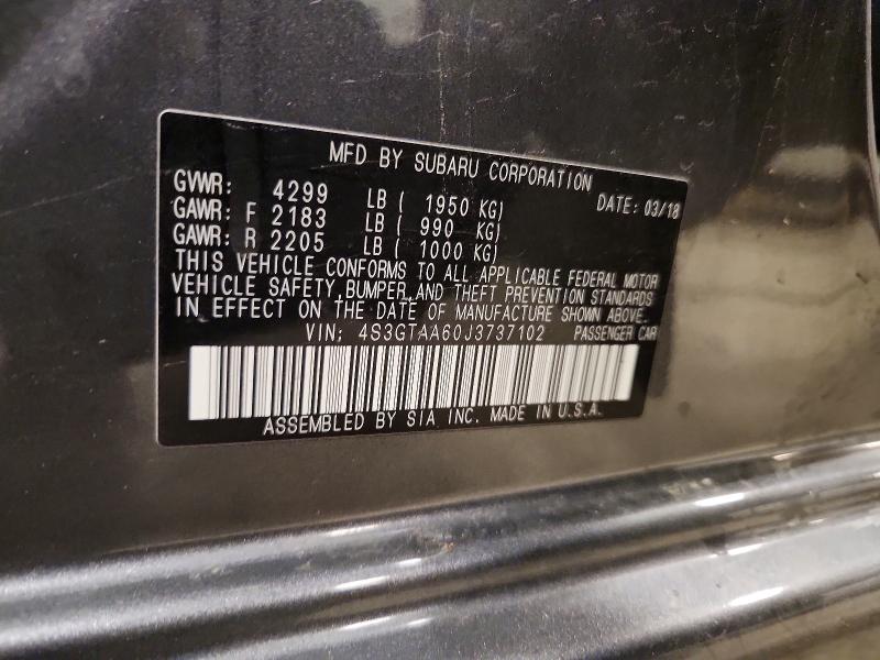 Aukcja sprzedaży 2018 Subaru Impreza, vin: 4S3GTAA60J3737102, numer aukcji: 51619166