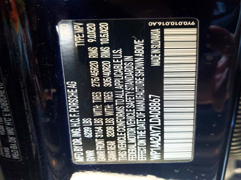 Продажа на аукционе авто 2020 Porsche Cayenne, vin: WP1AA2AY7LDA08867, номер лота: 51842776