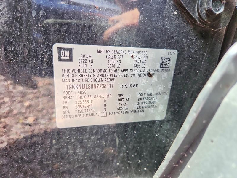 2017 Gmc Acadia მანქანა იყიდება აუქციონზე, vin: 1GKKNULS0HZ238117, აუქციონის ნომერი: 52007836