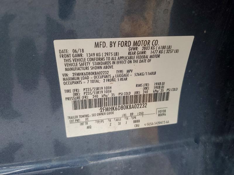 Aukcja sprzedaży 2019 Ford Flex, vin: 2FMHK6D80KBA02232, numer aukcji: 48334386
