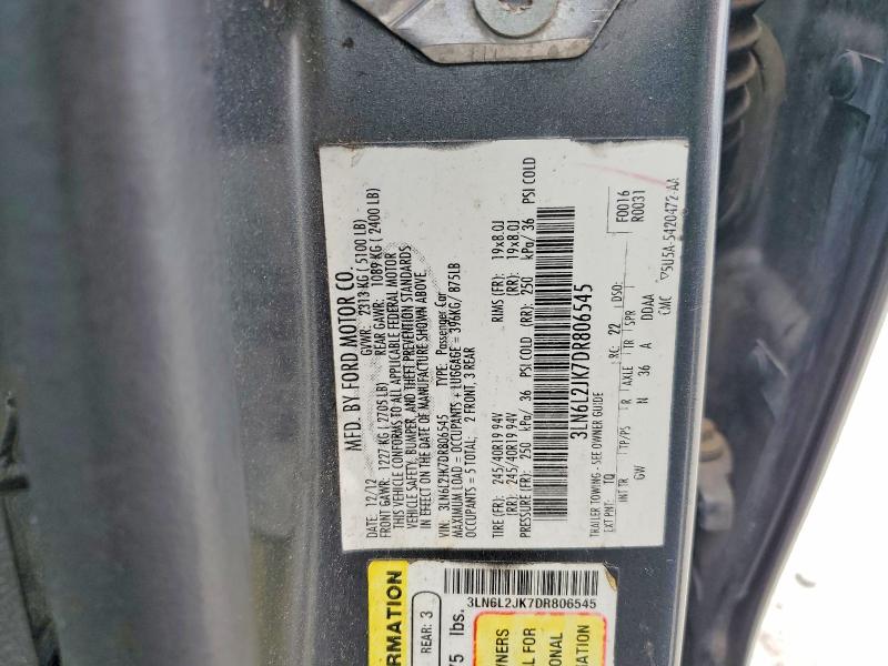 51028216 :رقم المزاد ، 3LN6L2JK7DR806545 vin ، 2013 Lincoln Townhouse Mkz مزاد بيع