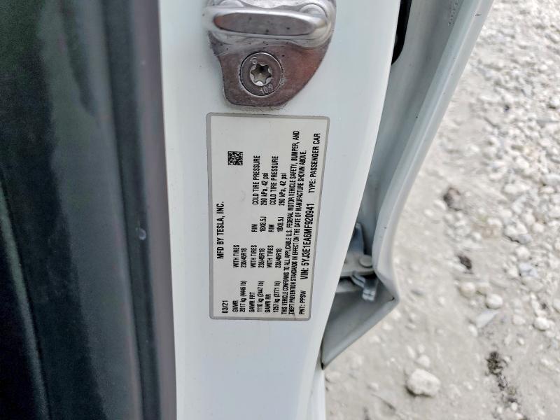 2021 Tesla Model 3 მანქანა იყიდება აუქციონზე, vin: 5YJ3E1EA6MF920941, აუქციონის ნომერი: 49571626