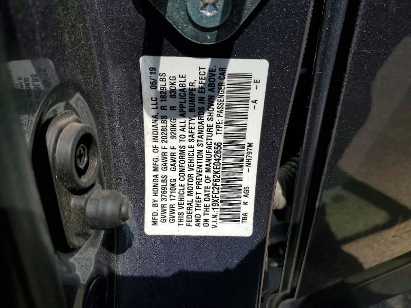 50552776 :رقم المزاد ، 19XFC2F62KE042656 vin ، 2019 Honda Civic مزاد بيع