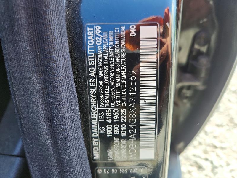 51778006 :رقم المزاد ، WDBHA24G8XA742569 vin ، 1999 Mercedes-benz C مزاد بيع