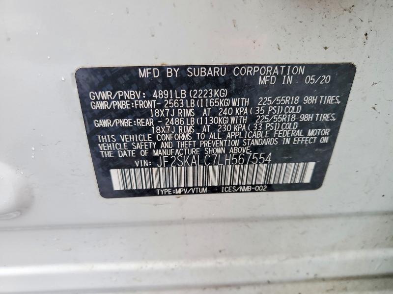 Продажа на аукционе авто 2020 Subaru Forester, vin: JF2SKALC7LH567554, номер лота: 50366926