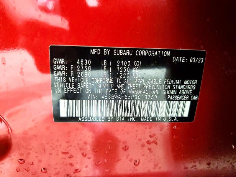 49701026 :رقم المزاد ، 4S3BWAF65P3013750 vin ، 2023 Subaru Legacy مزاد بيع