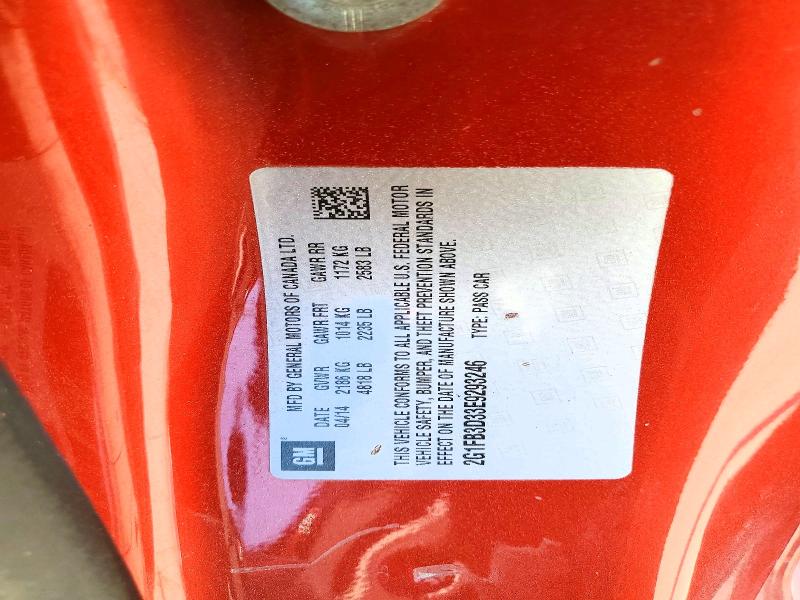 49913436 :رقم المزاد ، 2G1FB3D33E9293246 vin ، 2014 Chevrolet Camaro مزاد بيع