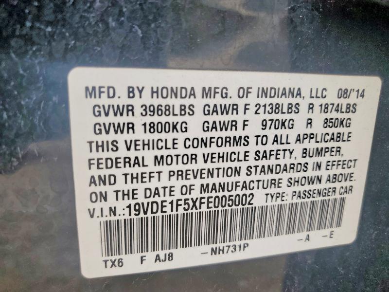 Auction sale of the 2015 Acura Ilx, vin: 19VDE1F5XFE005002, lot number: 51480126