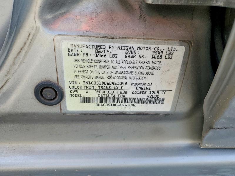 46288996 :رقم المزاد ، 3N1CB51D06L461042 vin ، 2006 Nissan Sentra مزاد بيع