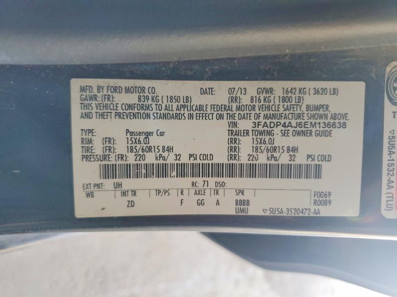 Продаж на аукціоні авто 2014 Ford Fiesta, vin: 3FADP4AJ6EM136638, номер лоту: 50588446