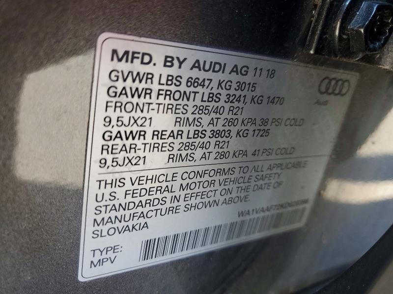 2019 Audi Q7 მანქანა იყიდება აუქციონზე, vin: WA1VAAF72KD020396, აუქციონის ნომერი: 47290396
