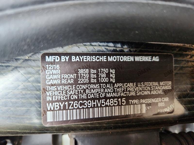 Продажа на аукционе авто 2017 Bmw I3, vin: WBY1Z6C39HV548515, номер лота: 50967226