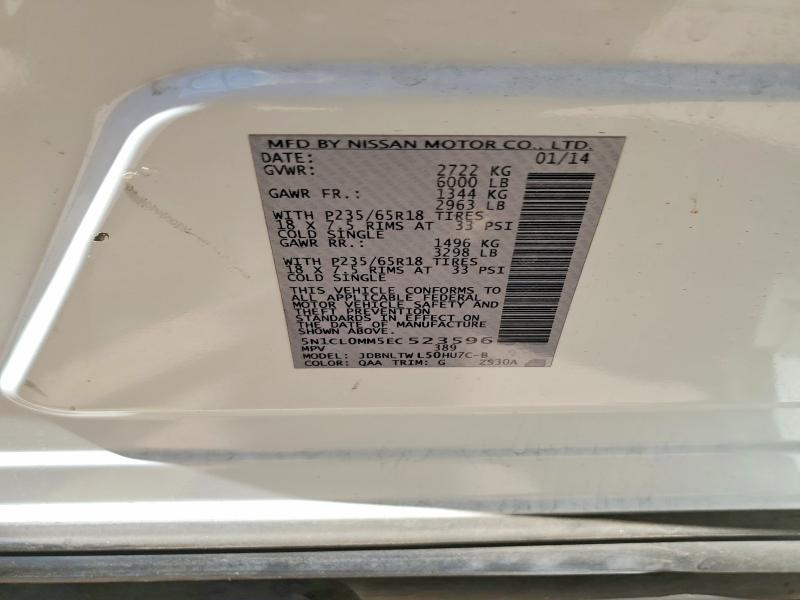 Aukcja sprzedaży 2014 Infiniti Qx60, vin: 5N1CL0MM5EC523596, numer aukcji: 50100566