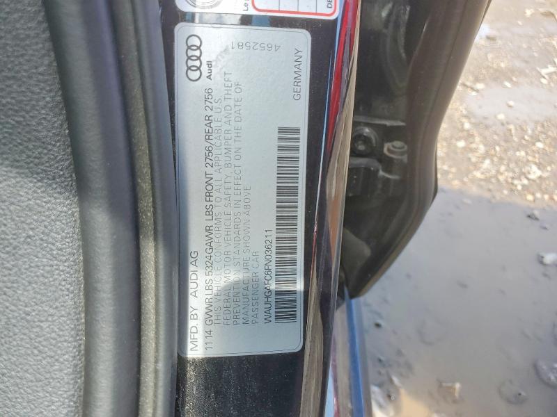 50588046 :رقم المزاد ، WAUHGAFC6FN036211 vin ، 2015 Audi A6 مزاد بيع