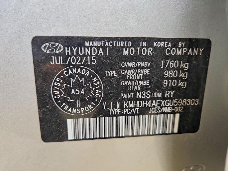 Продаж на аукціоні авто 2016 Hyundai Elantra, vin: KMHDH4AEXGU598303, номер лоту: 48604046