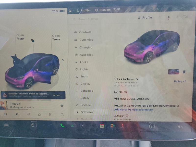 49504696 :رقم المزاد ، 7SAYGDEE5PA054822 vin ، 2023 Tesla Model Y مزاد بيع