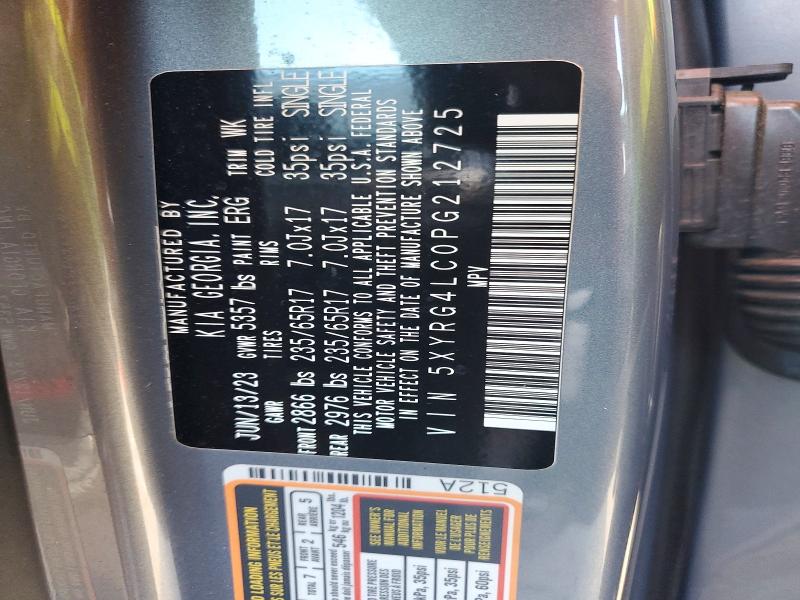 2023 Kia Sorento მანქანა იყიდება აუქციონზე, vin: 5XYRG4LC0PG212725, აუქციონის ნომერი: 49442996