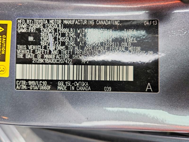 Aukcja sprzedaży 2013 Lexus Rx 350, vin: 2T2BK1BAXDC207422, numer aukcji: 50475726