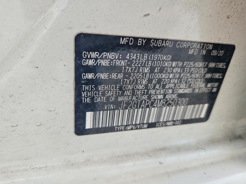 2021 Subaru Crosstrek მანქანა იყიდება აუქციონზე, vin: JF2GTAPC4M8250300, აუქციონის ნომერი: 47924636