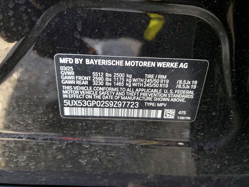 48362246 :رقم المزاد ، 5UX53GP02S9Z97723 vin ، 2025 Bmw X3 مزاد بيع