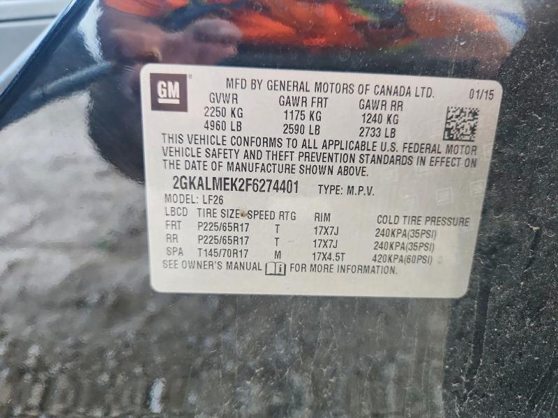 51846346 :رقم المزاد ، 2GKALMEK2F6274401 vin ، 2015 Gmc Terrain مزاد بيع