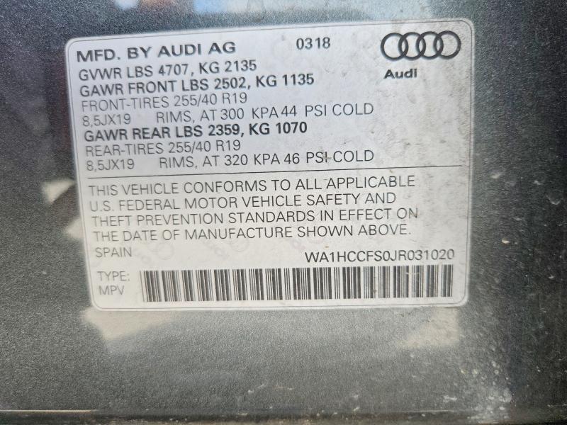 Продажа на аукционе авто 2018 Audi Q3, vin: WA1HCCFS0JR031020, номер лота: 49871576