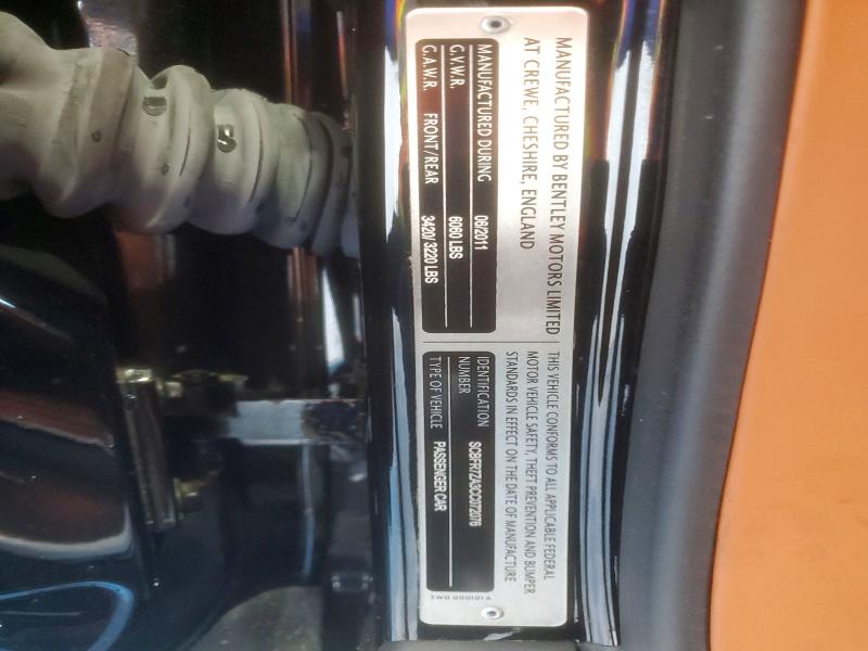 2012 Bentley Continental მანქანა იყიდება აუქციონზე, vin: SCBFR7ZA3CC072076, აუქციონის ნომერი: 49532616