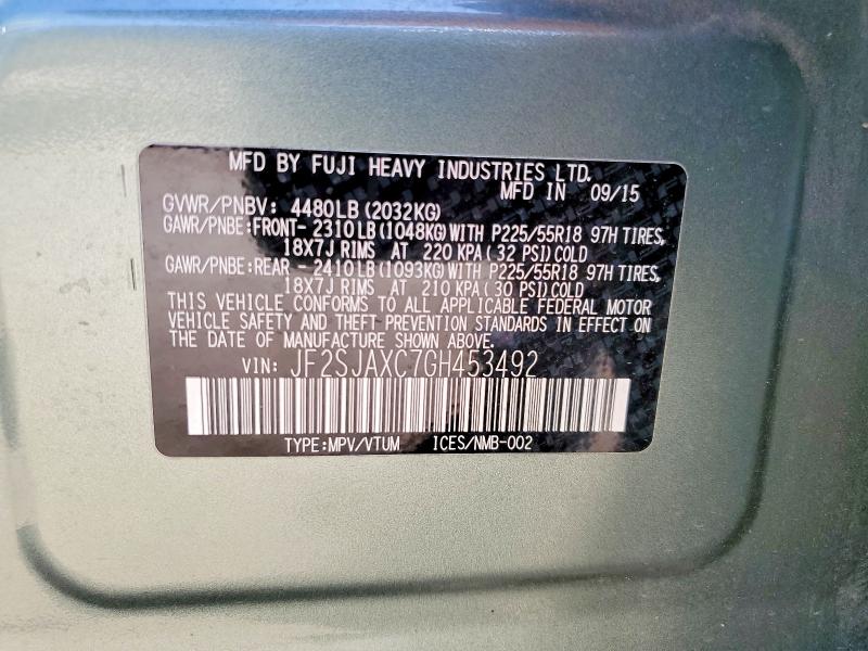 Продаж на аукціоні авто 2016 Subaru Forester, vin: JF2SJAXC7GH453492, номер лоту: 51695606