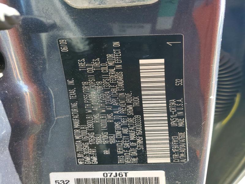 Продажа на аукционе авто 2010 Toyota Tundra, vin: 5TFRM5F16AX003339, номер лота: 49004966