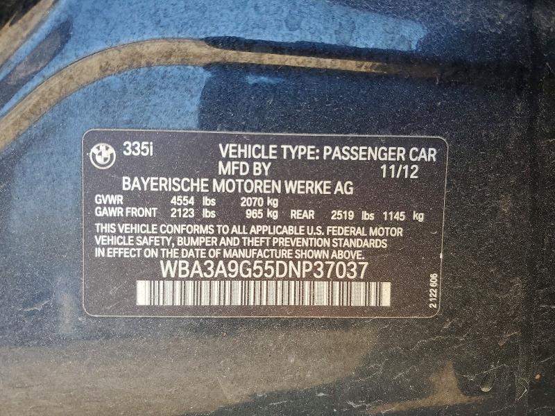 Продаж на аукціоні авто 2013 Bmw 335, vin: WBA3A9G55DNP37037, номер лоту: 48671456