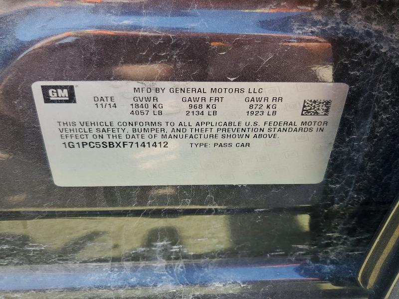 2015 Chevrolet Cruze მანქანა იყიდება აუქციონზე, vin: 1G1PC5SBXF7141412, აუქციონის ნომერი: 51151486