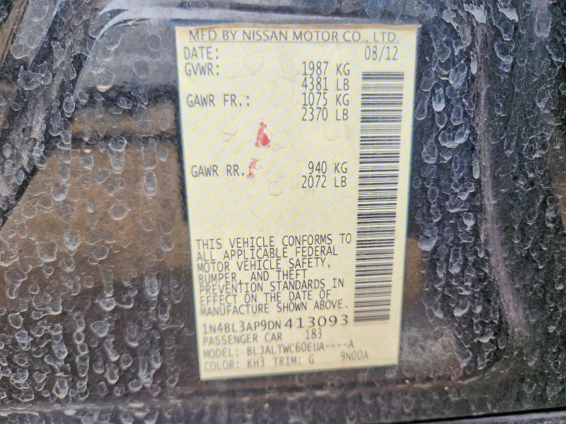 2013 Nissan Altima მანქანა იყიდება აუქციონზე, vin: 1N4BL3AP9DN413093, აუქციონის ნომერი: 49625416