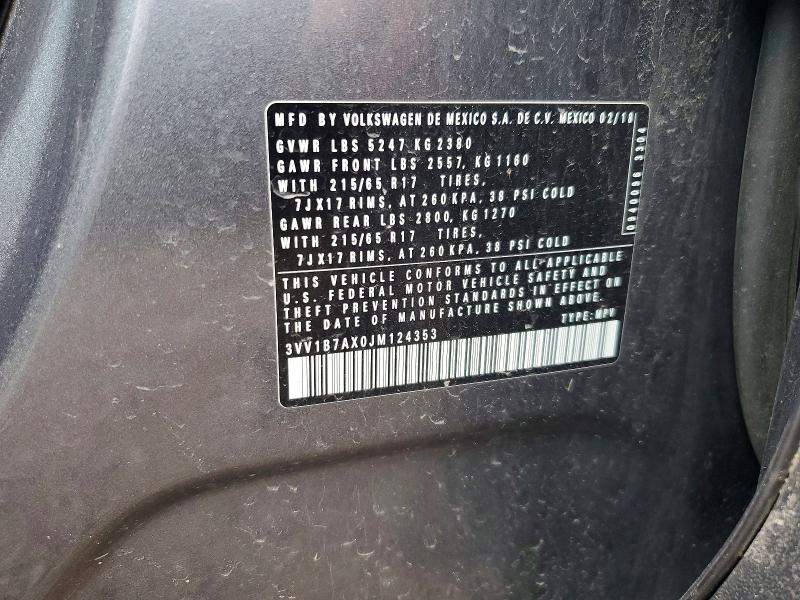 51300626 :رقم المزاد ، 3VV1B7AX0JM124353 vin ، 2018 Volkswagen Tiguan مزاد بيع