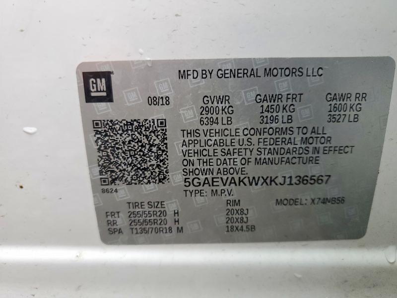 Продаж на аукціоні авто 2019 Buick Enclave, vin: 5GAEVAKWXKJ136567, номер лоту: 48074106