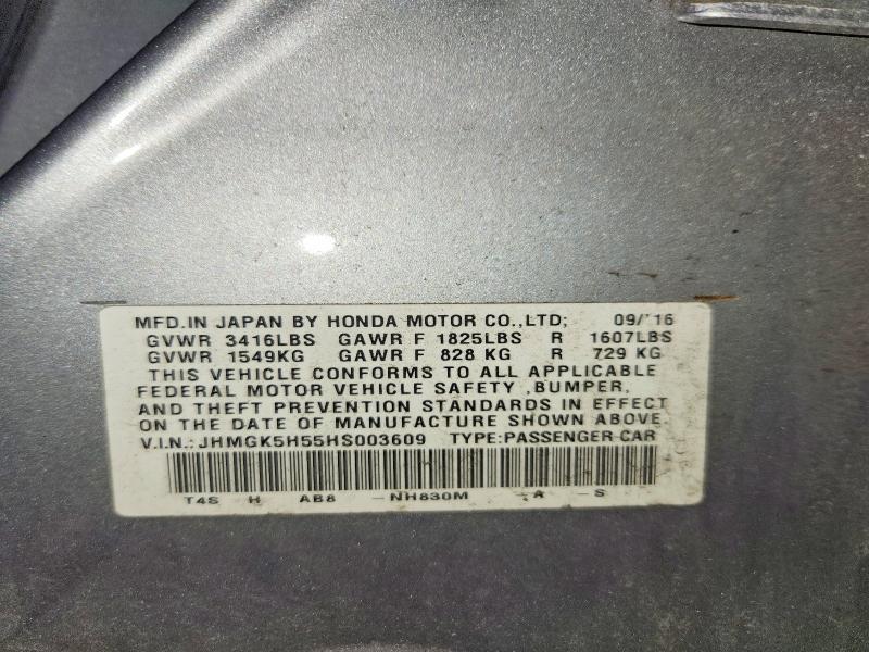 Aukcja sprzedaży 2017 Honda Fit, vin: JHMGK5H55HS003609, numer aukcji: 50637306