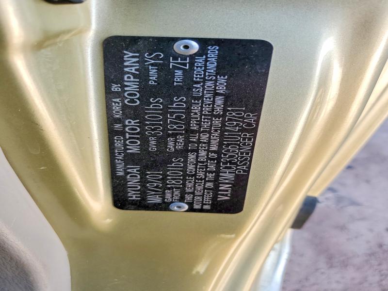 Продажа на аукционе авто 2001 Hyundai Accent, vin: KMHCF35G61U149781, номер лота: 48869416