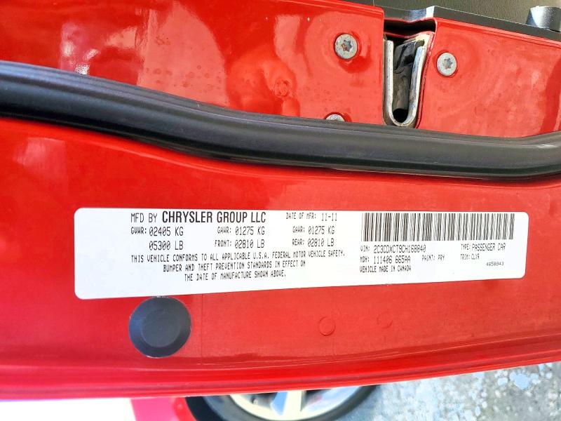 51780386 :رقم المزاد ، 2C3CDXCT9CH168840 vin ، 2012 Dodge Charger مزاد بيع