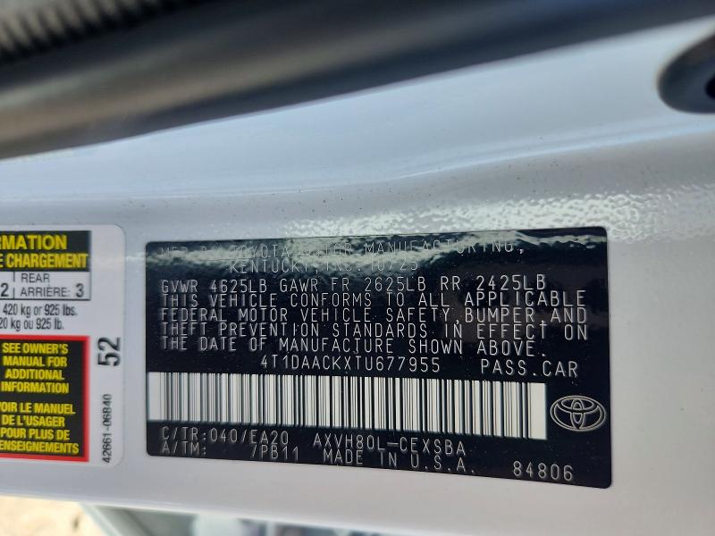 2026 Toyota Camry მანქანა იყიდება აუქციონზე, vin: 4T1DAACKXTU677955, აუქციონის ნომერი: 48847106