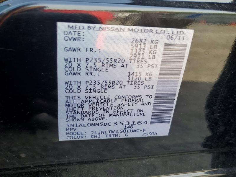 50242176 :رقم المزاد ، 5N1AL0MM5DC353164 vin ، 2013 Infiniti Jx35 مزاد بيع