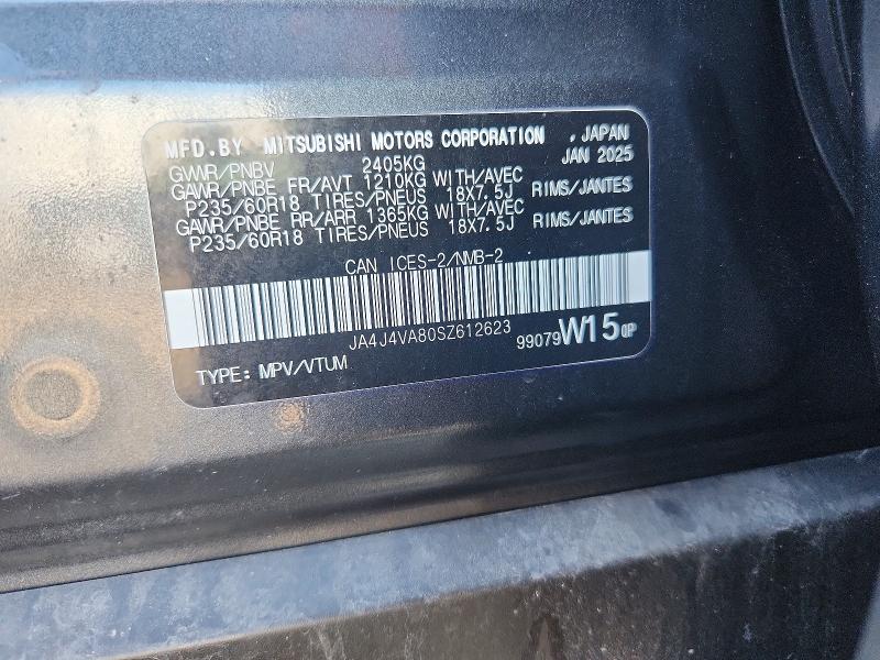 2025 Mitsubishi Outlander მანქანა იყიდება აუქციონზე, vin: JA4J4VA80SZ612623, აუქციონის ნომერი: 50233826