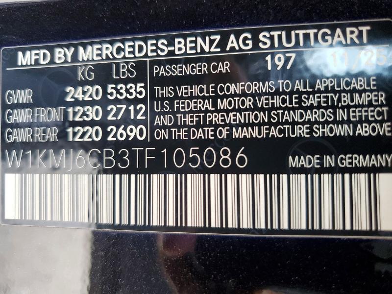 2026 Mercedes-benz Cle მანქანა იყიდება აუქციონზე, vin: W1KMJ6CB3TF105086, აუქციონის ნომერი: 50632176