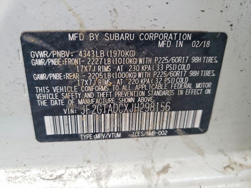 2018 Subaru Crosstrek მანქანა იყიდება აუქციონზე, vin: JF2GTADCXJH298156, აუქციონის ნომერი: 47963416